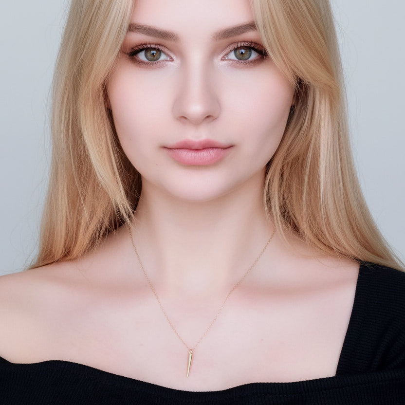 Gold Charm Necklace Vermeil Skinny Cone