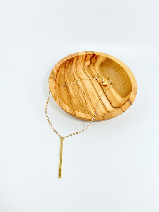 14K Gold Vertical Long Bar Charm Necklace, our Long Bar gold necklace has a slim vertical bar on 14k gold-filled chain, offering a simple minimalist accessory,