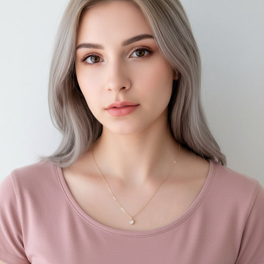 Cubic Zirconia Crystal Heart Necklace