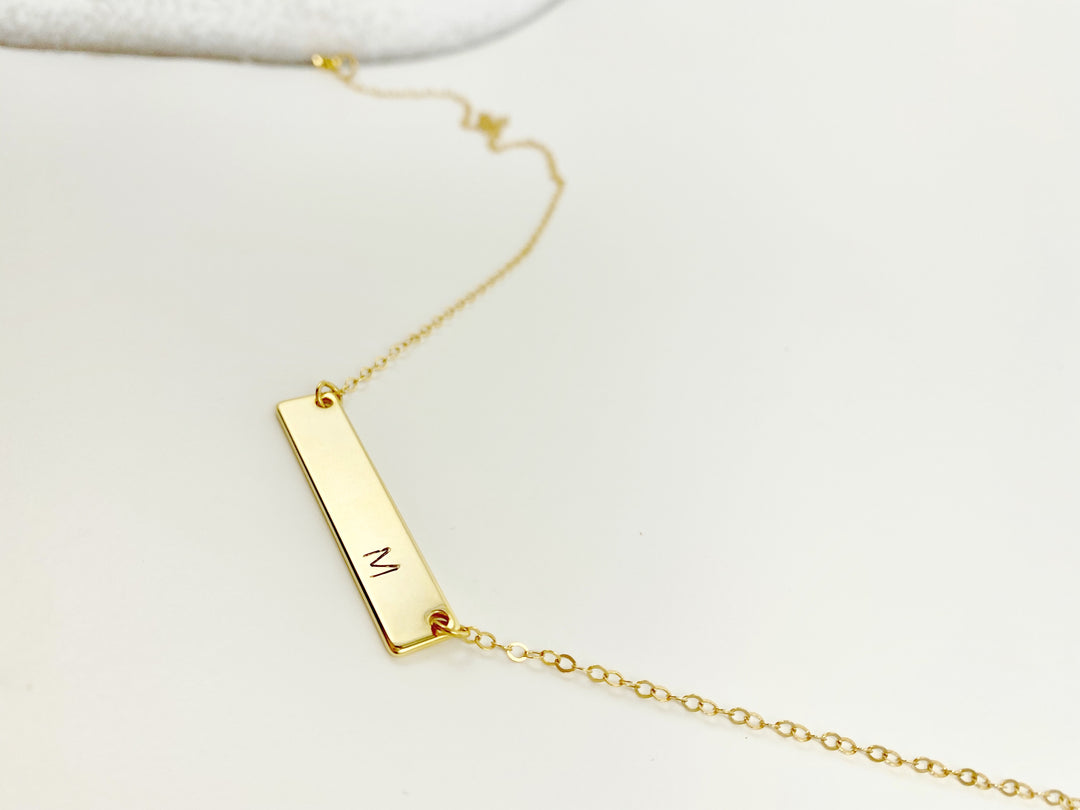 Gold Nameplate Bar Necklace - AR TodayCharm Jewelry Company