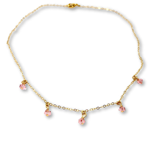 Rose Pink Crystal Choker Necklace