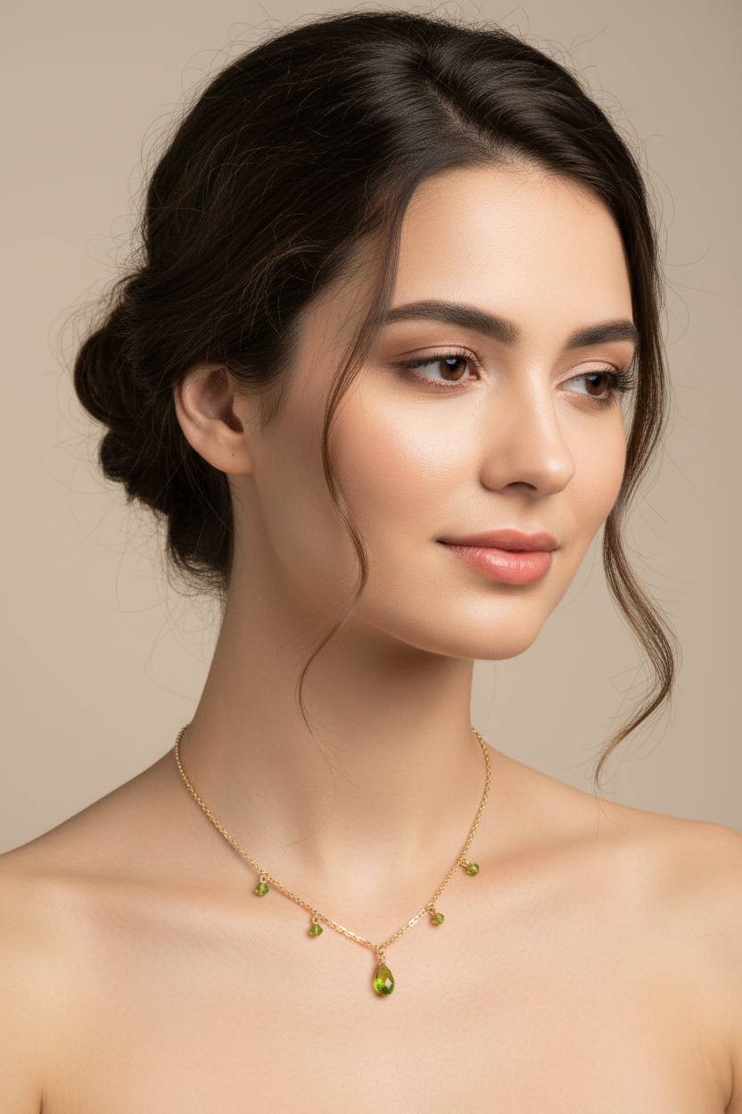 Green Crystal Teardrop Necklace