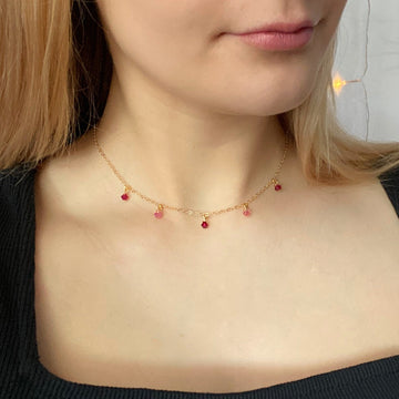 Red Pink Crystal Choker Necklace