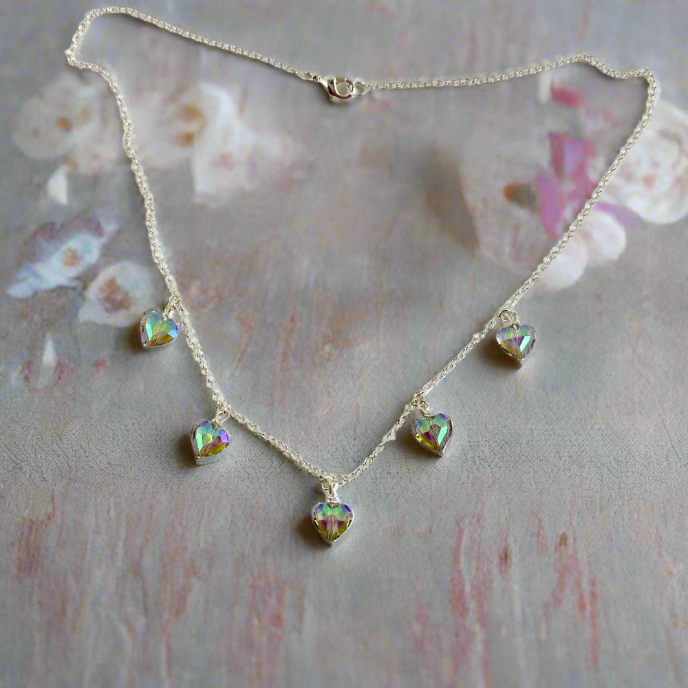 Iridescent Crystal Heart Necklace