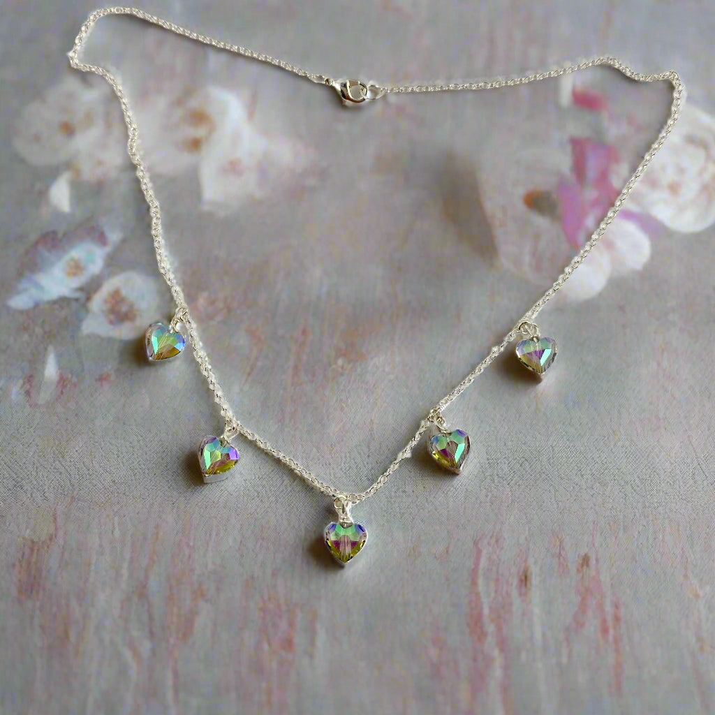 Iridescent Crystal Heart Necklace