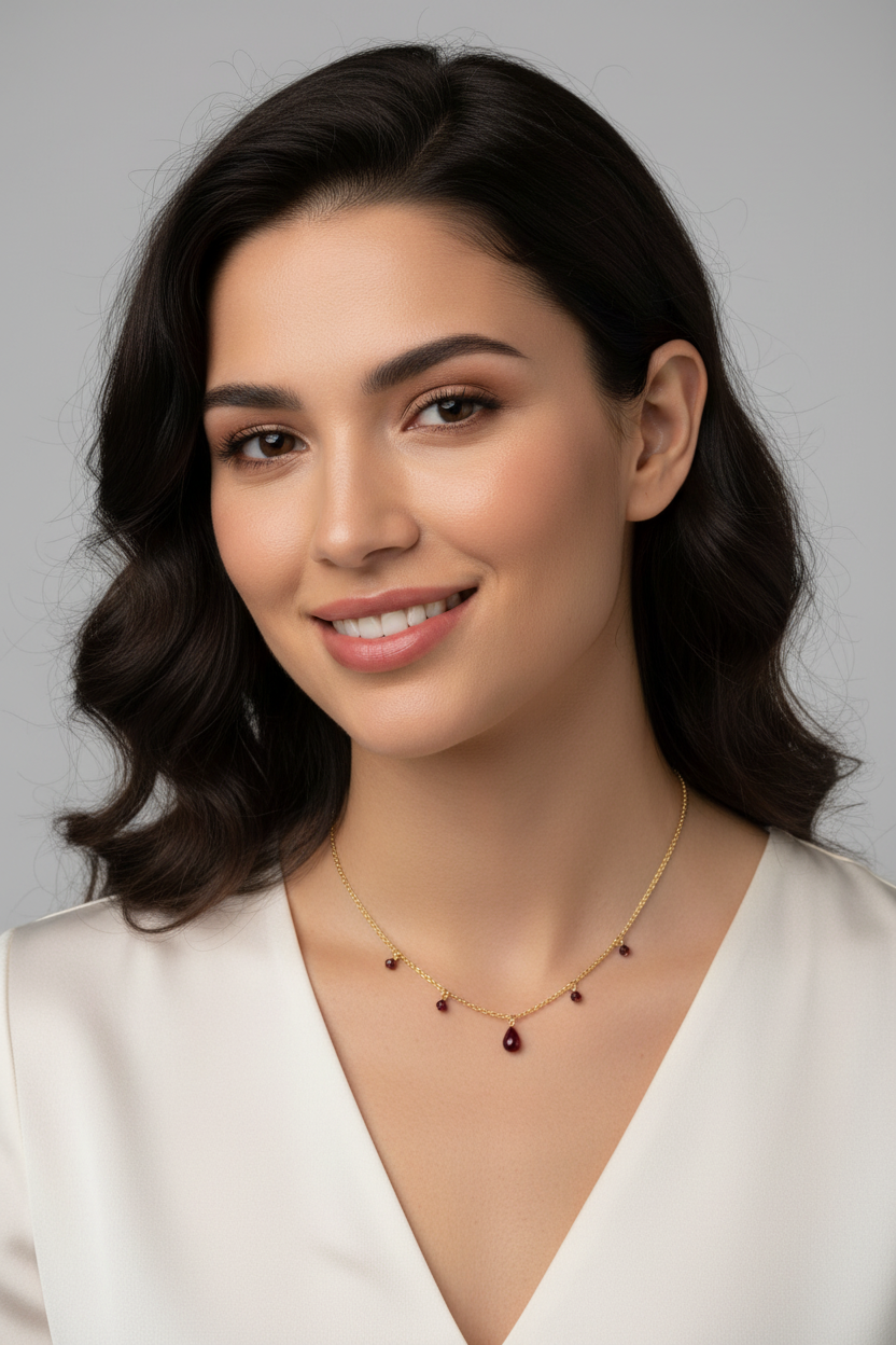 Red Crystal Teardrop Necklace, teardrop necklace  has a vibrant ruby red crystal color, offering a delicate style, making it a sweet and petite personal keepsake treasure.