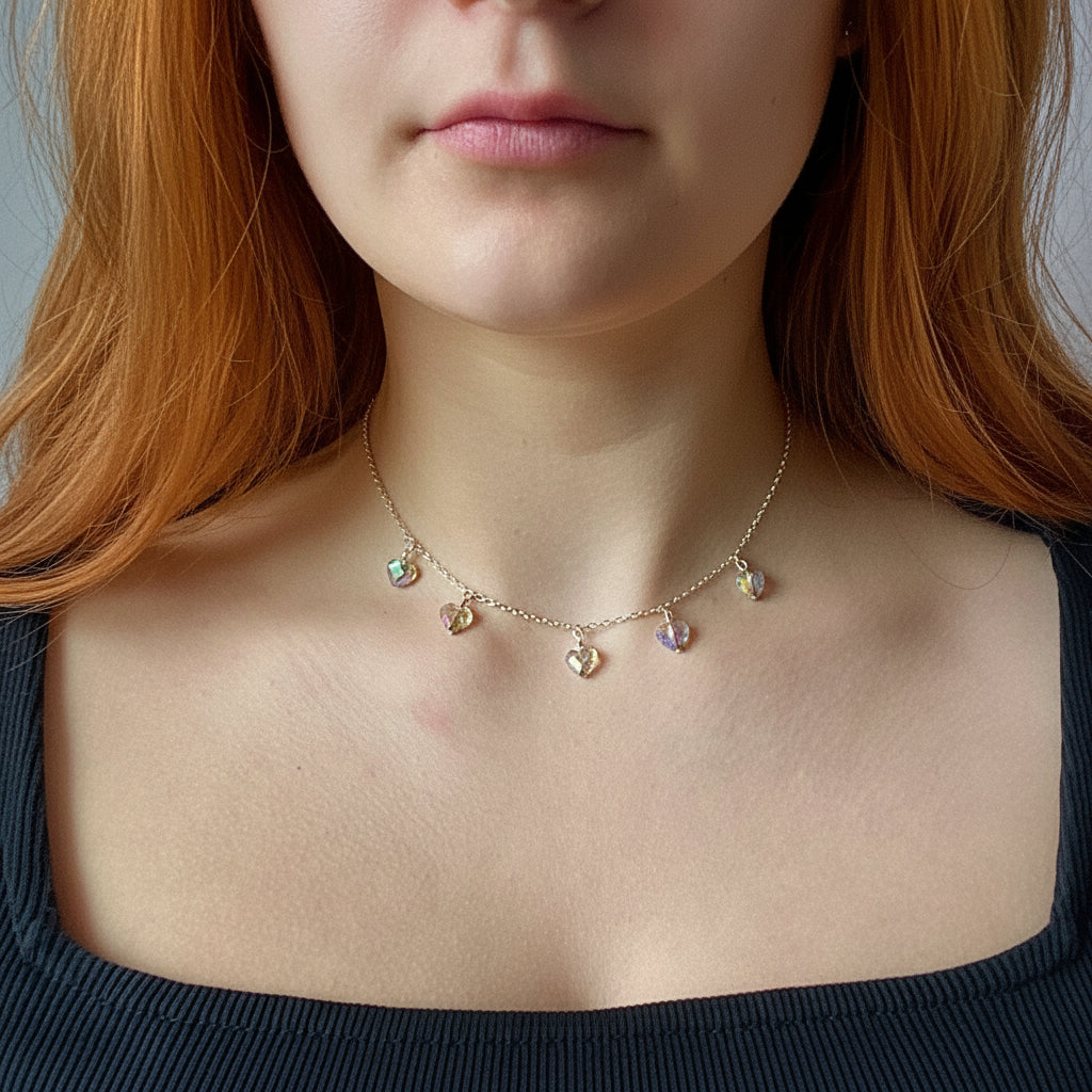 Iridescent Crystal Heart Necklace
