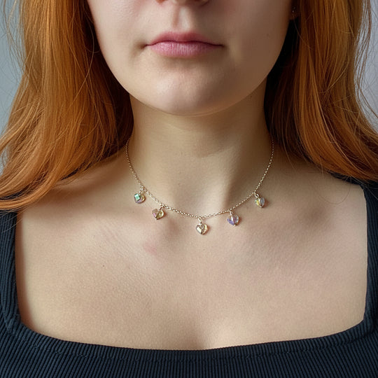 Iridescent Crystal Heart Necklace