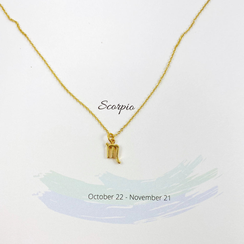 Scorpio Zodiac Symbol Gold Necklace, Celebrate your Scorpio spirit with this tiny zodiac symbol charm necklace, a petite 18K vermeil gold zodiac symbol