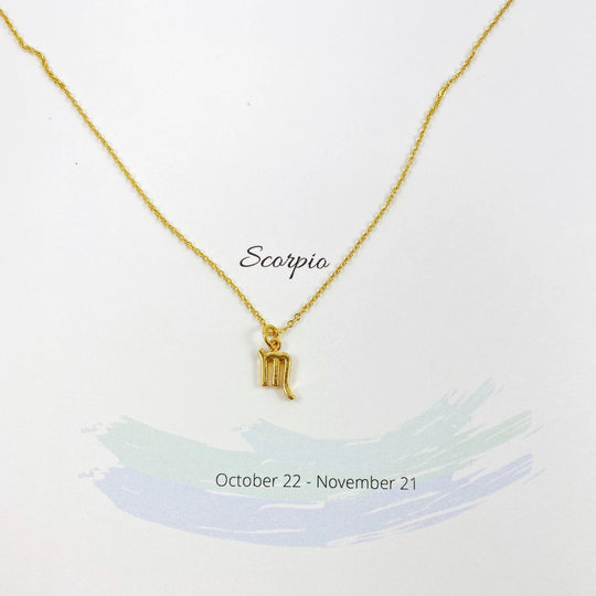 Scorpio Zodiac Symbol Gold Necklace, Celebrate your Scorpio spirit with this tiny zodiac symbol charm necklace, a petite 18K vermeil gold zodiac symbol