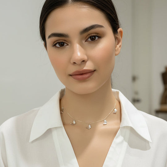 Silver Butterfly Choker Necklace