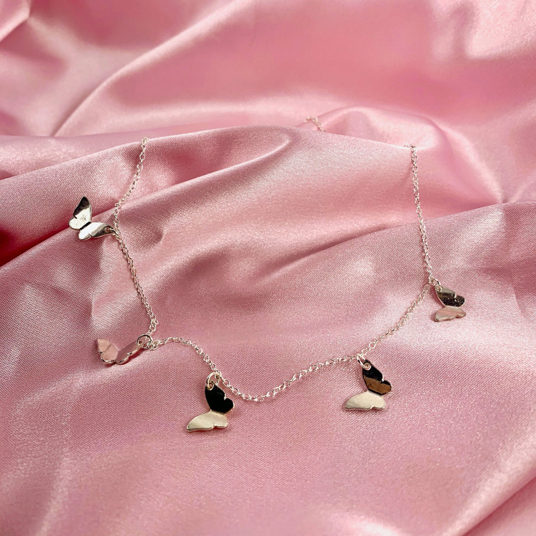 Silver Butterfly Choker Necklace