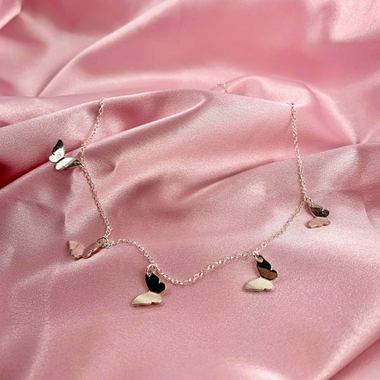 Silver Butterfly Choker Necklace