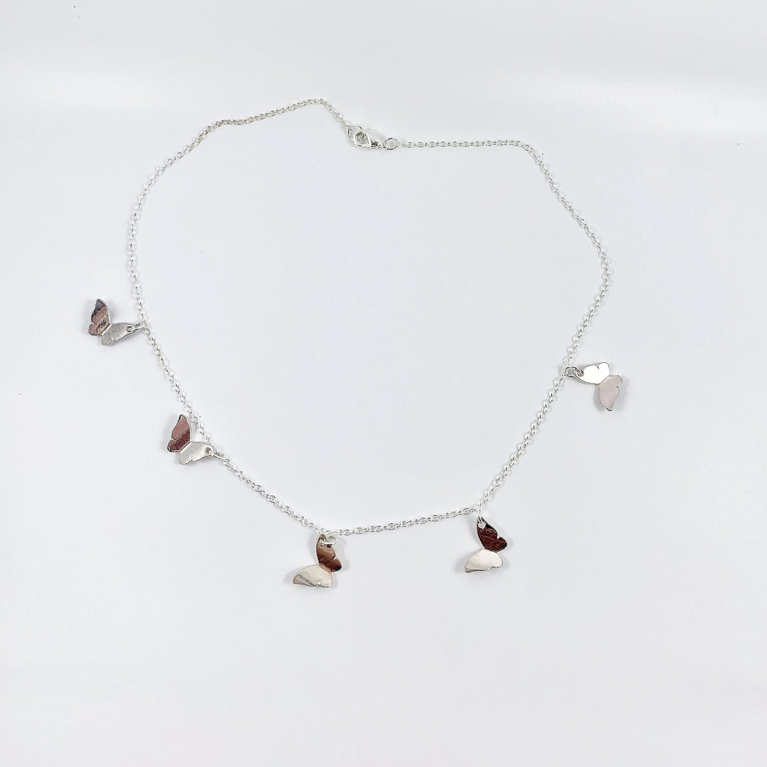 Silver Butterfly Choker Necklace