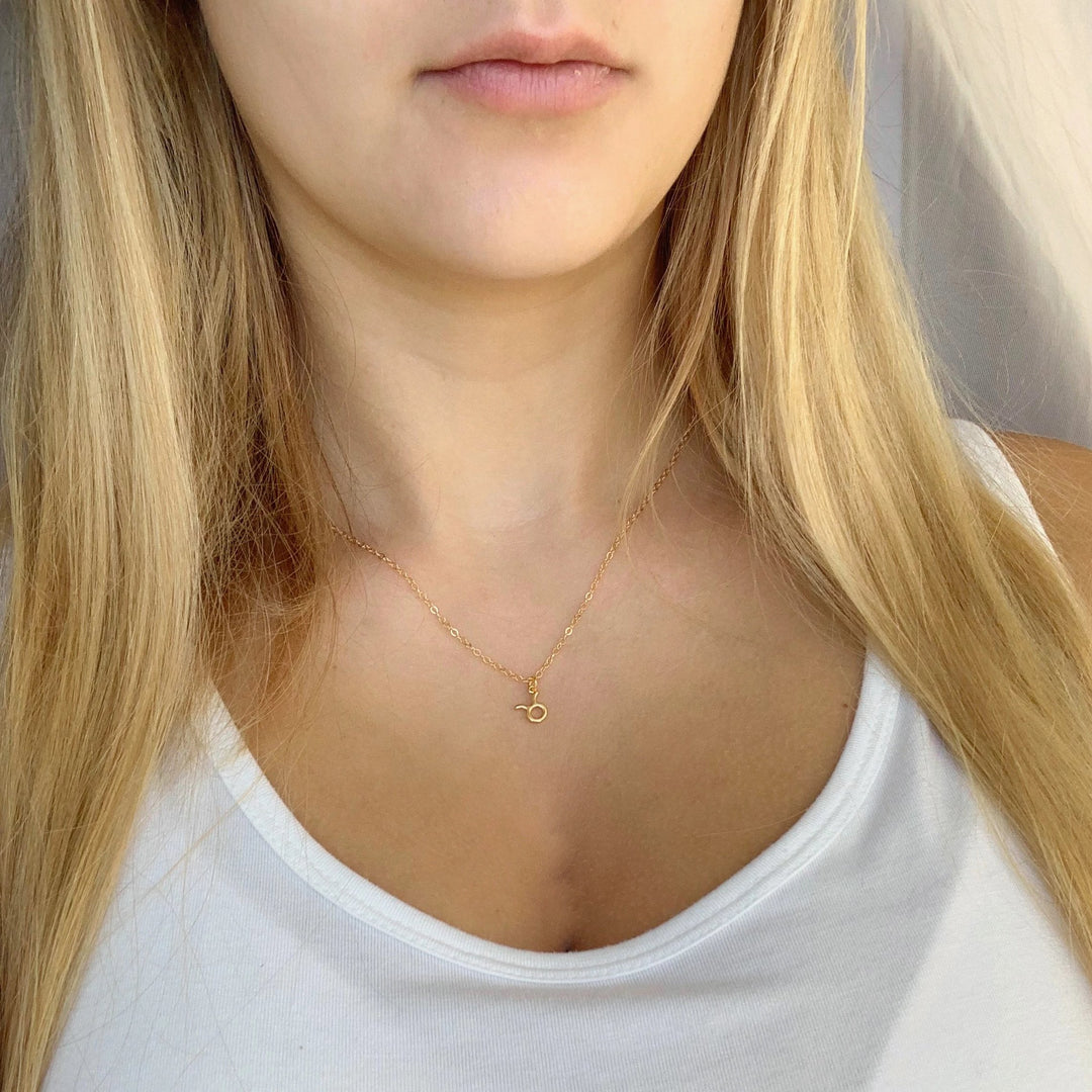 Taurus Zodiac Symbol Gold Necklace, Celebrate your Taurus spirit with this tiny zodiac symbol charm necklace, a petite 18K vermeil gold zodiac symbol