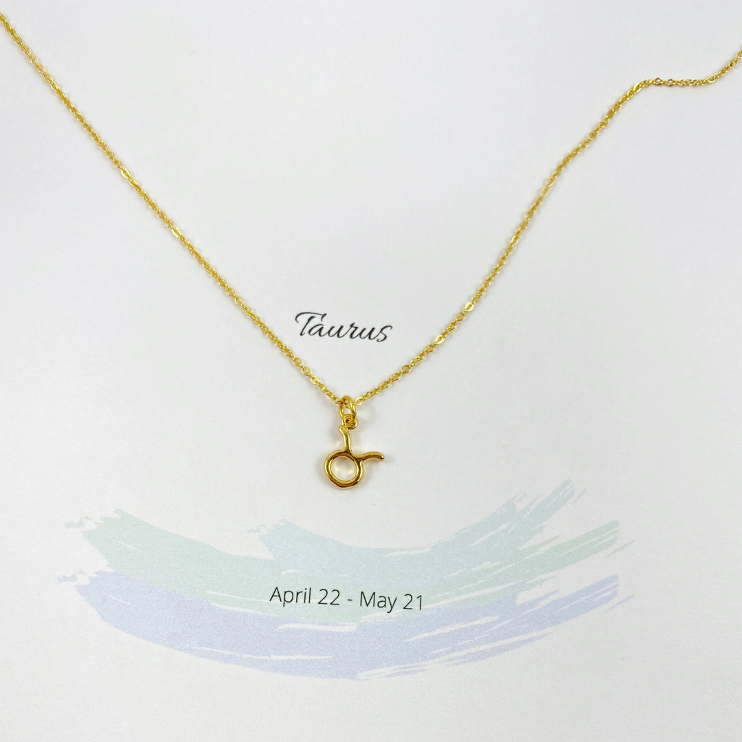 Taurus Zodiac Symbol Gold Necklace, Celebrate your Taurus spirit with this tiny zodiac symbol charm necklace, a petite 18K vermeil gold zodiac symbol