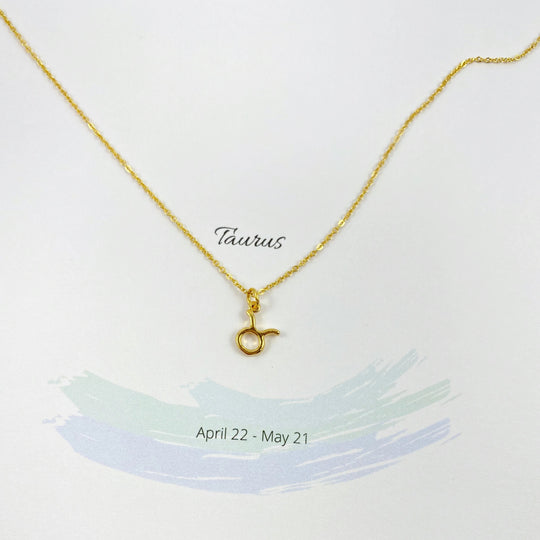 Taurus Zodiac Symbol Gold Necklace, Celebrate your Taurus spirit with this tiny zodiac symbol charm necklace, a petite 18K vermeil gold zodiac symbol