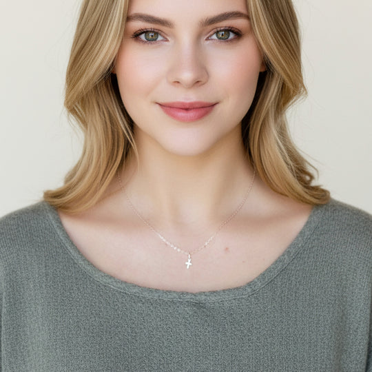 Sterling Silver Tiny Cross Necklace