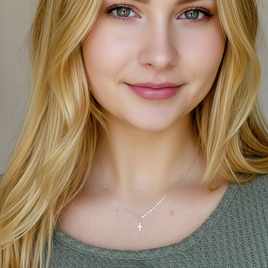 Sterling Silver Tiny Cross Necklace