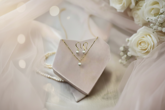 White Pearl Bridesmaid Necklace & Earring Set